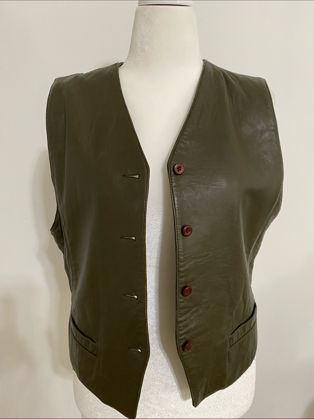 Liz Claiborne Liz Sport Lined Brown Leather Vest